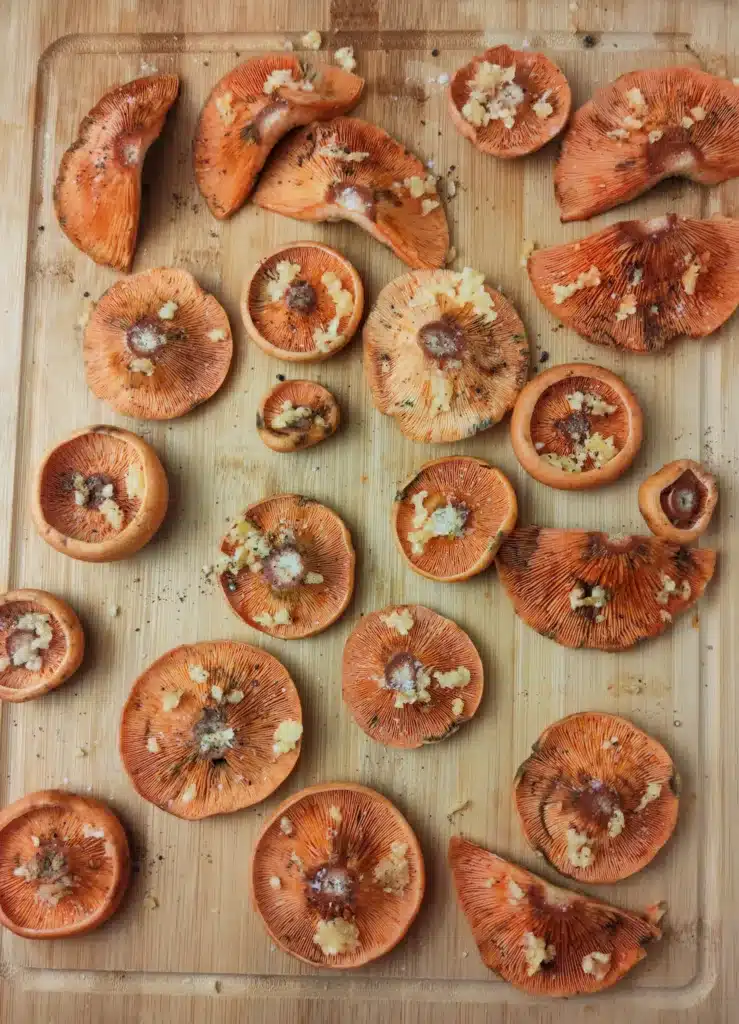 preparing breaded saffron milk caps