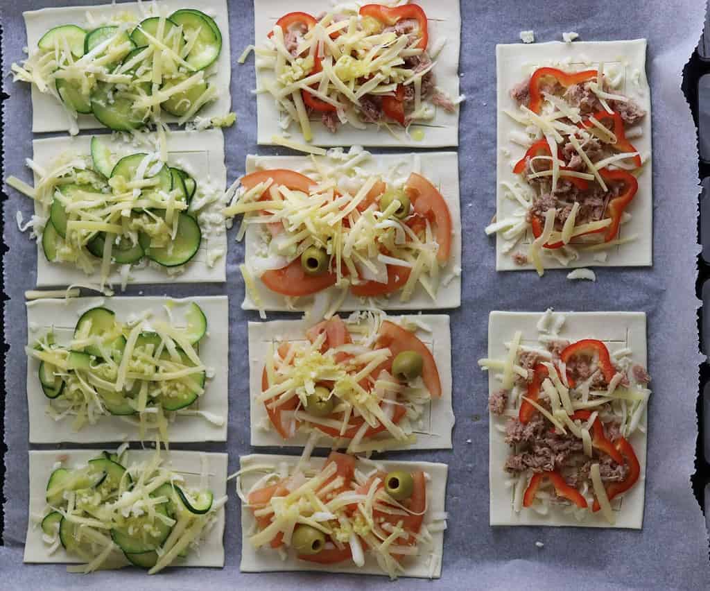 puff pastry pizza before baking