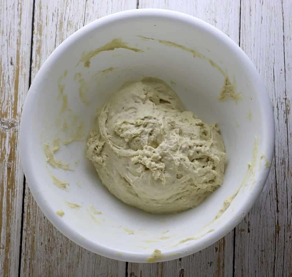 focaccia dough in the making