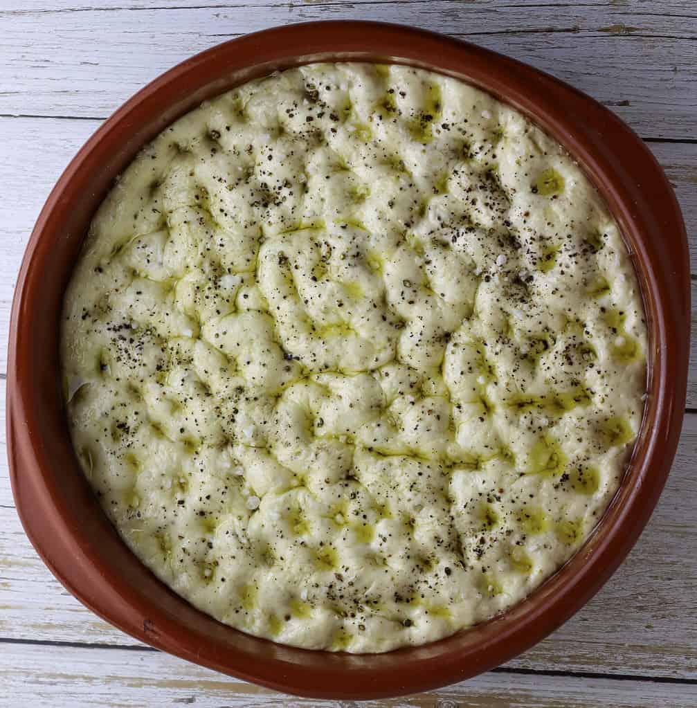 topping black pepper focaccia