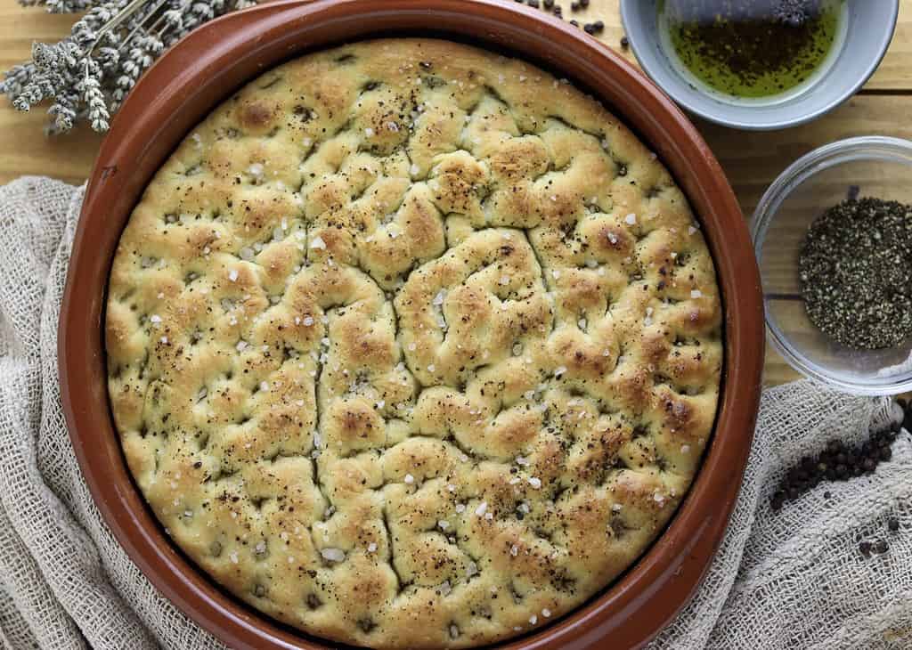 baked black pepper focaccia 