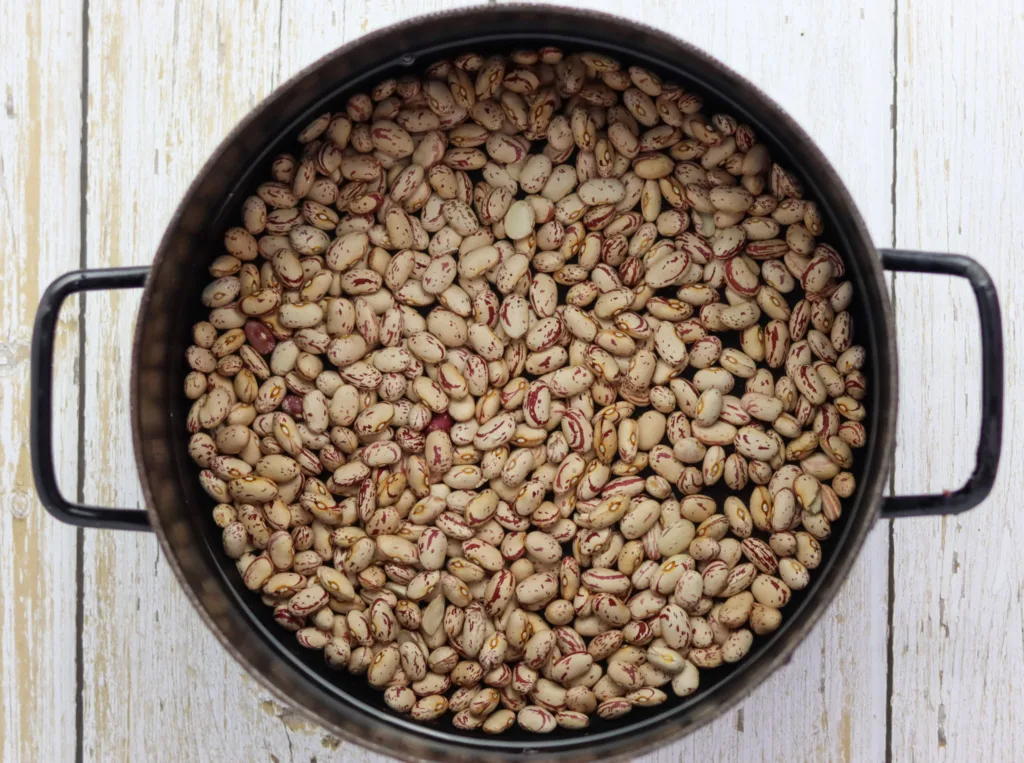 Step one: put the beans in a pot covered with water the evening before you start cooking ricet.