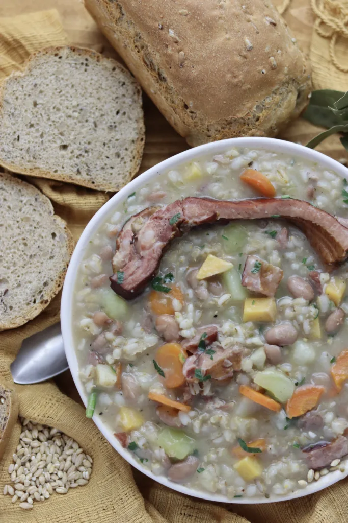 image of cooked ricet in a bowl with pork ribs