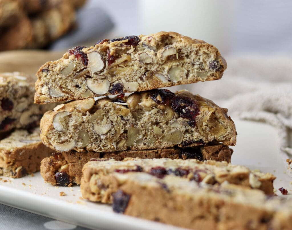 delicious biscottini served on a plate 