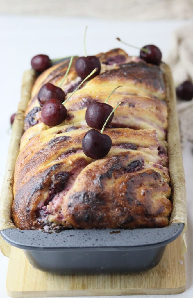 image of cherry cheese babka baked