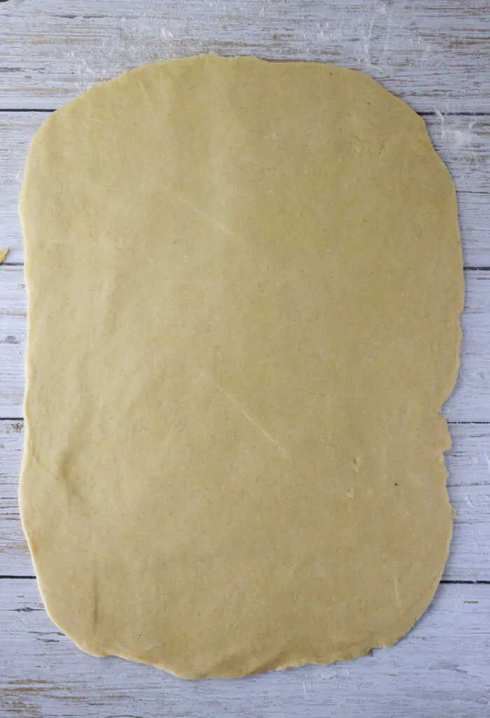 image of how to roll out the dough for cherry cheese babka