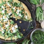 wild garlic pizza in a pan
