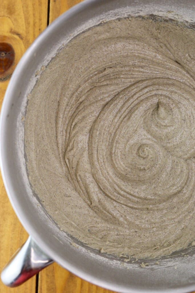 Adding buckwheat flour to the mixture.