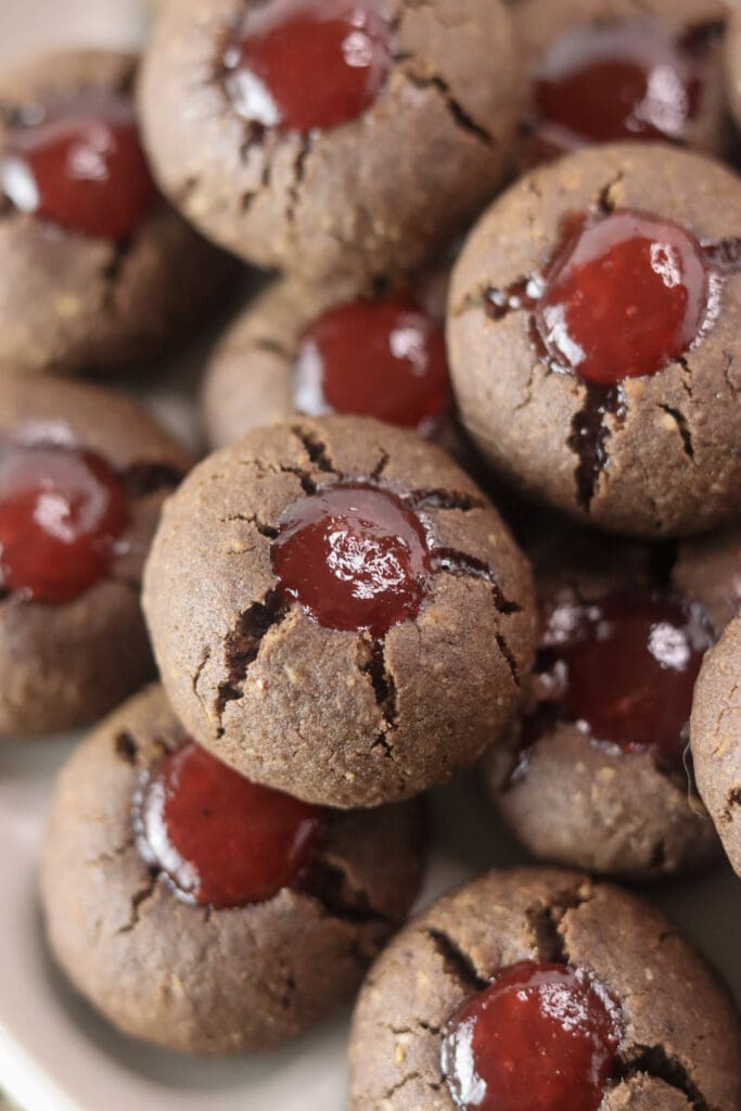 Freshly baked right out of the oven gluten free buckwheat cookies with jam