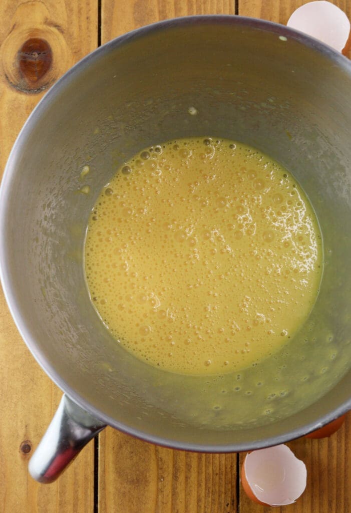 mixed eggs in a large bowl before adding them to the cake batter