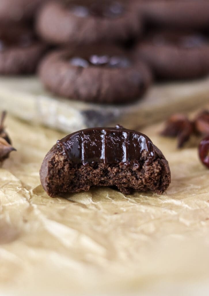 Half of buckwheat chocolate cookie, just showing how tasty the filling is.